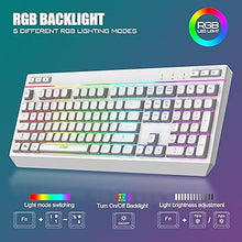 Load image into Gallery viewer, RedThunder K20 Wireless Keyboard and Mouse Combo, Full Size Anti-Ghosting Keyboard with Multimedia Keys + 7D 4800DPI Optical Mice, Rechargeable RGB Gaming/Office Set for PC Laptop Mac Xbox (White)
