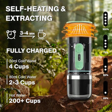 Load image into Gallery viewer, Portable Espresso Maker, Wireless Self-heating, Mini Coffee Maker, 80ml Water Tank, Ground Coffee Compatible with Nespresso &amp; Dolce Gusto for Travel, Camping, Hiking, Office (Green)
