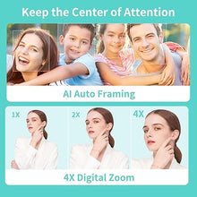 Load image into Gallery viewer, 4X Digital Zoom 4K Webcam with Microphones and Speaker, ePTZ Web Camera with Remote Control and Dual Stereo Mics AI Auto Framing Conference Webcam for Zoom, Skype, OBS, YouTube…
