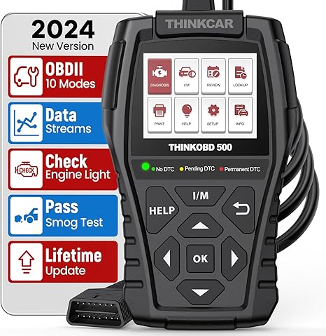 THINKCAR OBD2 Scanner for Car, Thinkobd 500 Check Engine Code Reader with Lifetime Free Upgrade, Emission Test Scan Tool for Mechanics, Car Diagnostic Scanner for All OBD-II Cars After 1996 Black