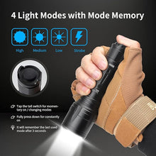 Load image into Gallery viewer, Super Bright Flashlight NT23 1500 Lumens Small Tactical Flashlights with Clip, Long Beam Distance, 4 Light Modes with Mode Memory, IP68 Waterproof, for Camping Hiking Emergency Use
