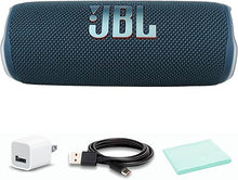 Load image into Gallery viewer, JBL Flip 6 Portable Bluetooth Speaker, deep bass, IPX7 Waterproof, for Home, Outdoor and Travel (Blue) (JBLFLIP6BLUAM) + USB Adapter + Microfiber Cloth
