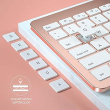 Load image into Gallery viewer, Wireless Keyboard and Mouse Combo - Full Size Slim Thin Wireless Keyboard Mouse with Numeric Keypad 2.4G Stable Connection Adjustable DPI - Rose Gold &amp; White
