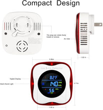 Load image into Gallery viewer, Combination Gas &amp; Carbon Monoxide Detectors Plug in,Natural Gas Detector,Propane,Carbon Monoxide Alarm,CO Level &amp; °F &amp; Humidity &amp; Explosive Gas Detector for Home,Kitchen,RV
