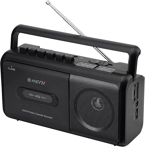 G Keni Portable Cassette Player Boombox AM/FM Radio Stereo, Casette Tape Player Recorder with Earphone Jack Battery Operated or AC Powered