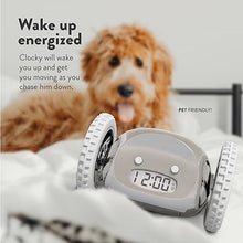 Load image into Gallery viewer, CLOCKY Extra Super Loud Alarm Clock for Heavy Sleepers Adults Kids Teens Bedroom, Move Jump Roll Run Away Easy to Set Smart Digital Mirror Alarm Clock on Wheels -Funny Gag Gift (Chrome)
