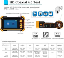 Load image into Gallery viewer, CCTV Camera Tester Support 8MP TVI CVI AHD CVBS Analog Camera Tester 4.3 inches Screen RS485 PTZ Control Audio Test 12V Power Output
