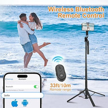 Load image into Gallery viewer, 70&quot; Selfie Stick Phone Tripod with Rechargeable Remote,Portable Extendable 3 in 1 Cell Phone Tripod Stand for Video Recording,Travel Selfie Stick Tripod for iPhone and Android
