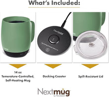 Load image into Gallery viewer, Nextmug - Temperature-Controlled, Self-Heating Coffee Mug (Sage - 14 oz.)
