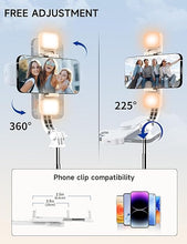 Load image into Gallery viewer, Selfie Stick Tripod with 2 Light, 45" Selfie Sticks with Wireless Remote, Portable Phone Tripod Compatible with 4''-7'' iPhone/Android Samsung Smartphones Selfie Stick for Travel Video Record Vlog
