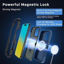 Load image into Gallery viewer, M MYBAT PRO Maverick Series iPhone 16 Pro 6.3 Case with Belt Clip Holster,[Compatible with Magsafe] w/Screen Protector,Anti-Drop,Shockproof,with 360°Rotating Kickstand,Heavy Duty Protection Blue
