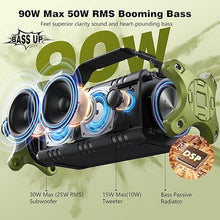 Load image into Gallery viewer, W-KING Bluetooth Speaker, 90W Peak 50W Portable Bluetooth Speakers Wireless Loud Bass, IPX6 Waterproof Bluetooth Speaker Large Outdoor Party Boombox/Subwoofer/EQ/DSP/40H/Stereo Pairing/Power Bank/TF
