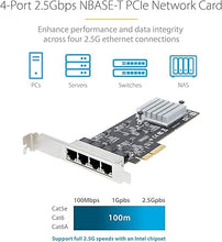 Load image into Gallery viewer, StarTech.com 4-Port 2.5Gbps NBASE-T PCIe Network Card, Intel I225-V, Quad-Port Computer Network Card, Multi-Gigabit NIC, PCI Express Server LAN Card, Desktop Ethernet Interface (PR42GI-NETWORK-CARD)
