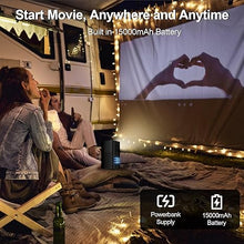 Load image into Gallery viewer, OTHA 1080P FHD Portable Projector, Built in Google TV, Netflix, DLP 3D Mini Projector, WiFi, Auto Focus &amp; Keystone, 400 ANSI Lumens, Outdoor Video Projector, Integrated Battery, 3 Hours of Playtime
