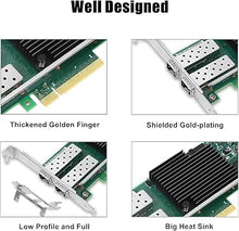Load image into Gallery viewer, 10Gb PCI-E NIC Network Card for Intel X710-DA2,100MbE/1GbE/10GbE Dual SFP+ Ports, with Intel X710-BM2 Chip,10GbE PCI Express 3.0 X8 Ethernet Adapter Support Windows/Linux/VMware
