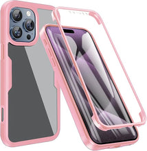Load image into Gallery viewer, CCSmall for Apple iPhone 16 Pro Clear Case with Screen Protector, Full Body Protective Soft TPU Rugged Bumper Slim Case Shockproof Phone Cover for iPhone 16 Pro QC Pink
