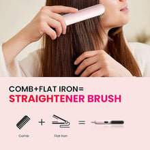 Load image into Gallery viewer, Hair Straightener Brush, 40 Million Negative Ions Hair Straightening Comb with Less Frizz, 20s Fast Heating 320°F to 390°F for Home Salon, Effortless Styling for Silky Smooth, Frizz-Free Hair, Pink
