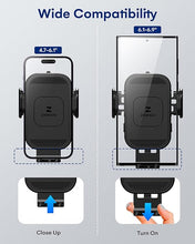 Load image into Gallery viewer, ZeeHoo Wireless Car Charger, 15w Fast Charging, Auto Clamping Car Phone Mount, Cell Phone Holder Charger, for iPhone 15 14 13 12 11 Pro Max Xs, Etc. (Black)
