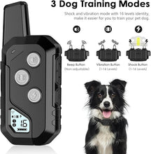 Load image into Gallery viewer, Dog Shock Collar, IP67 Waterproof Dog Training Collar with Remote, 3 Training Modes, Shock, Vibration and Beep, Rechargeable Electric Shock Collar for Large Medium Small Dog
