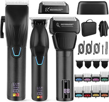 Load image into Gallery viewer, Suttik Professional Hair Clippers for Men, Cordless Beard Trimmer &amp; Electric Shavers for Men, Mens Hair Clippers and Trimmer Set Hair Cutting Kit for Barber with Case, Black
