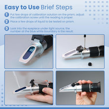Load image into Gallery viewer, 0-90% Brix Refractometer with ATC - Accurate Sugar Content Measurement for Honey, Fruit, Maple Syrup and Beverages - Ideal for Homebrewing, Labs &amp; More
