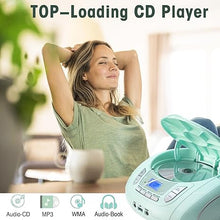 Load image into Gallery viewer, Portable CD Player Boombox with Bluetooth,FM Radio,USB MP3 Playback,AUX-in,Headphone Jack,CD-R/RW and MP3 CDs Compatible,CD Players for Home or Outdoor(Teal-Limited Edition)
