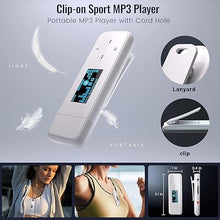 Load image into Gallery viewer, PECSU MP3 Player with Bluetooth,USB Portable Mini Music Player with FM Radio, E-Book, for Kids Sports Running with One-Key Recording 32GB (White)
