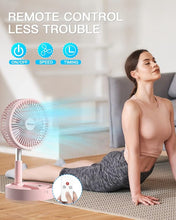 Load image into Gallery viewer, AICase Stand Fan,Folding Portable Telescopic Floor/USB Desk Fan with 7200mAh Rechargeable Battery,4 Speeds Super Quiet Adjustable Height and Head Great for Office Home Outdoor Camping-pink
