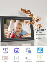 Load image into Gallery viewer, Digital Picture Frame WiFi 10.1 inch HD 1280x800 Digital Photo Frame Touch Screen IPS Display 16GB Storage Automatic Rotation with iOS and Android Free App for Mom for Grandparents Gift Black
