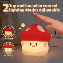 Load image into Gallery viewer, Hug Mushroom Lamp, Cute Mushroom Night Light, 2 Levels Dimmable Night Lamp, LED Squishy Night Light for Kids Sleep, Rechargeable Bedside Touch Silicone Lamp, Unique Dorm Decor Gift Toy
