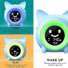 Load image into Gallery viewer, Kids Alarm Clock, Toddlers Sleep Training Clock with Night Light Sound Machine Nap Timer, Stay in Bed Clock, Cute Kids Room Decor, Gift Ideas for Boy Girl
