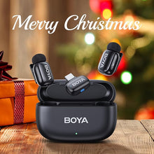 Load image into Gallery viewer, BOYA Mini Wireless Lavalier Microphone for Android/Tablets/PC with USB C Plug,Noise Reduction,30H Battery Life with Charging Case,AI Voice Changer,Lapel Microphone Wireless for Video Recording Podcast
