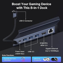Load image into Gallery viewer, iVANKY 8-in-1 Docking Station for ASUS ROG Ally X/Valve Steam Deck OLED/Lenovo Legion Go/MSI Claw, ROG Alloy/Stream Deck Dock Hub with HDMI 4K@60Hz, 1Gbps Ethernet, 3*USB-A 3.0, 100W USB-C Charge
