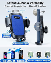 Load image into Gallery viewer, YRU [2024 Upgrade 80LBS Strong Suction] Car Phone Holder Mount,[Bumpy Road Stable] Dashboard Cell Phone Holder for Car Air Vent Windshield Phone Stand for iPhone 15 14 13 Pro Max Samsung Truck (Blue)
