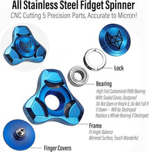 Load image into Gallery viewer, FREELOVE Metal Fidget Spinner, Stainless Steel Heavy, Long Spinning Toys, Cool Silent, Small Mini Fox Figette Spiner for Adults Men Anxiety, Quiet Bearing, Blue
