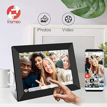 Load image into Gallery viewer, YENOCK FRAMEO Digital Photo Frame WiFi 10.1 Inch HD IPS LCD Touch Screen, 16GB Memory, Auto-Rotate, Wall-Mountable, Easy Setup to Share Photos &amp; Videos via Free App from Anywhere
