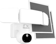 Load image into Gallery viewer, Floodlight Camera, Solar Security Cameras Wireless Outdoor, 24/7 Recording, Motion-Activated Notification/1500 lm Floodlight/105 dB Siren, 360° Pan &amp; Tilt, 2K QHD, WiFi, Live View/Talk, No Monthly Fee
