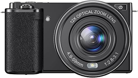 Cameras for Photography,4K 64MP Digital Camera,12X Optical Vlogging Camera for YouTube,One Button Point and Shoot Digital Camera,Auto-Focus Video Camera,Travel Camera with 64G TF Cards for Beginners