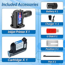 Load image into Gallery viewer, Handheld Inkjet Printer, MS-C10 Portable Handheld Printer Gun with Fast-Drying Solvent Cartridge for QRCode Barcode Production Date Time Logo Batch Number on Any Surface(0.5 Inch Nozzle)
