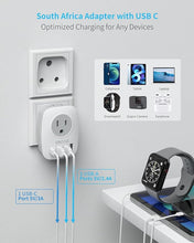 Load image into Gallery viewer, [2-Pack] South Africa Power Adapter,VINTAR Type M Plug Adapter with 1 USB C,3 USB Ports and 2 American Outlets,6 in 1 South Africa Travel Plug Adapter for US to South Africa, Botswana, Namibia, Nepal
