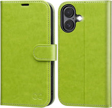 Load image into Gallery viewer, OCASE Compatible with iPhone 16 Wallet Case, PU Leather Flip Folio Case with Card Holders RFID Blocking Kickstand [Shockproof TPU Inner Shell] Phone Cover 6.1 Inch 2024, Green Avocado
