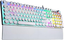Load image into Gallery viewer, AULA F2088 Typewriter Style Mechanical Gaming Keyboard,Rainbow LED Backlit,Removable Wrist Rest,Media Control Knob,Retro Punk Round Keycaps,USB Wired Computer Keyboard,White

