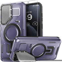 Load image into Gallery viewer, for Samsung Galaxy S25 Case with Screen Protector 6.2-Inch,[Compatible with Magsafe][Adjustable Camera Cover Stand] Military-Grade Protection Shockproof Protective Magnetic Case-Purple

