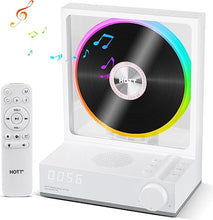 Load image into Gallery viewer, Bluetooth Desktop CD Player with Speakers and RGB Color Lights, HOTT Home Bluetooth CD Players with Hi-Fi Stereo Sound,Remote Control,Supports CD/Bluetooth/TF Card/Transcription/Timer/Optical Output
