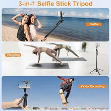 Load image into Gallery viewer, 70&quot; Selfie Stick Phone Tripod with Rechargeable Remote,Portable Extendable 3 in 1 Cell Phone Tripod Stand for Video Recording,Travel Selfie Stick Tripod for iPhone and Android

