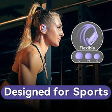 Load image into Gallery viewer, bmani Wireless Earbuds Bluetooth Headphones 48hrs Play Back Sport Earphones with LED Display Over-Ear Buds with Earhooks Built-in Mic Headset for Workout Purple
