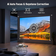 Load image into Gallery viewer, [Auto Foucs] Smart Projector with WiFi and Bluetooth, VISSPL 4K Supported Video Projector, Auto Keystone, Home Theater Movie Phone Projector Compatible with Android/iOS/Windows/TV Stick/HDMI/USB
