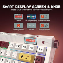 Load image into Gallery viewer, RisoPhy PC423 Wireless Creamy Keyboard with Screen &amp; Knob, 75% 2.4G/Bluetooth/USB-C Gasket RGB Mechanical Keyboard, Hot Swappable, Five-Layer Padding &amp; Pre-lubed Linear Switch, Retro Red and White
