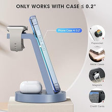 Load image into Gallery viewer, 3 in 1 Charging Station for iPhone, Wireless Charger for iPhone 16 15 14 13 12 11 X Pro Max &amp; Apple Watch - Charging Stand Dock for AirPods (Blue)
