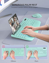 Load image into Gallery viewer, Wireless Keyboard and Mouse Combo - Full-Sized Ergonomic Keyboard with Wrist Rest, Phone Holder, Sleep Mode, Silent 2.4GHz Cordless Keyboard Mouse Combo for Computer, Laptop, PC, Mac, Windows (Green)
